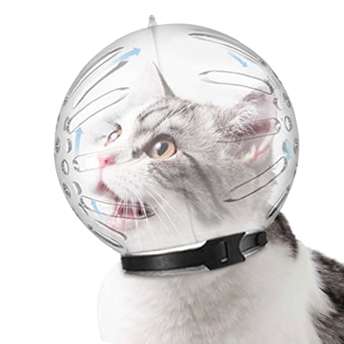 Anti-Biss-Katzenhaube - Transparenter Maulkorb für Haustiere mit verstellbarem Riemen,Einstellbare Kitten-Astronaut-Blase verhindert, DASS Katzen beißen und kauen von Yeeda