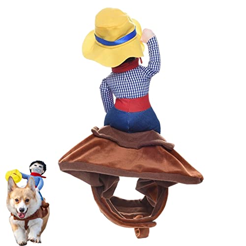 Yeeda Hund Cowboy Outfit, Hund Kostüme Haustier Hund Kostüm, Haustiere Kostüm Weihnachten Halloween Cosplay für Hunde, Lustige Cowboy Rider Stil Hunde Outfits von Yeeda