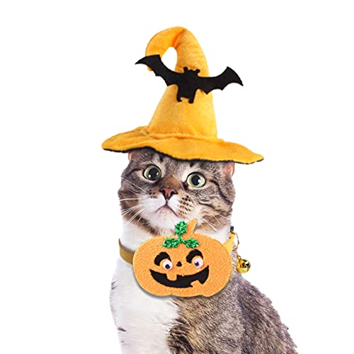 Yeeda Katzen Kostüme nur für Katzen | Halloween Katze Hexenhut und Halsband – Cosplay Dress Up Katze Kostüme Kätzchen Party Supplies von Yeeda
