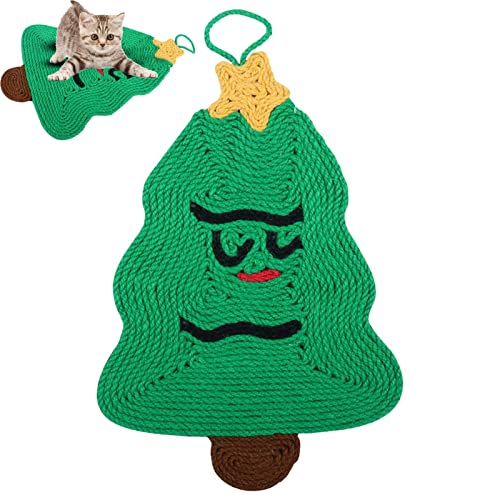 Yeeda Kratzmatte für Tür, zum Aufhängen, natürliche Jute, Kratzmatte, Weihnachtsbaumform, Katzenkratzmatten, Geschenk für Katzen, um Teppiche und Sofas zu schützen Yeeda Kratzmatte für Tür, zum Aufhängen, natürliche Jute, Kratzmatte, Weihnachtsbaumform, Katzenkratzmatten, Geschenk für Katzen, um Teppiche und Sofas zu schützen von Yeeda