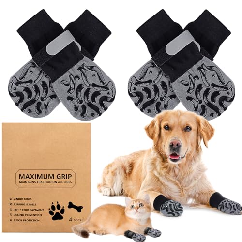 2 Paar Hundeschuhe Große Hunde Anti-Rutsch-Hundesocken Krallenschutz für Hunde Pfotenschuhe Hund Verletzung Hitzeschutz Hundeschuhe Bei Verletzungen Pfotenschutz Outdoor Sommer Socken Antirutsch(XL) von Yegookay