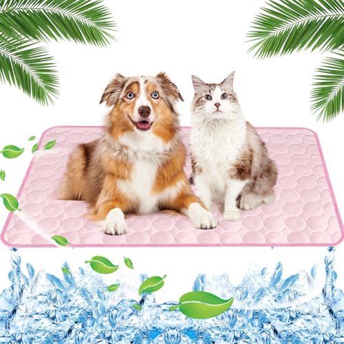 Yegookay Hund Kühlmatte 100×70cm Kühlende Hundedecke Cooling Mat Dog Klimaanlage Kofferraum Hund Hundedecke Zum Mitnehmen Kalter Waschbar Geeignet für Auto Zuhause und Freizeit (Rosa XL) von Yegookay