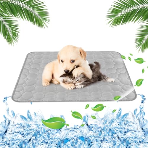 Yegookay Hunde Kühldecke 62×50cm Kühldecke Katze Hundedecke Sommer Kühlend Hundebett Kühlend Waschbar rutschfeste Hundematte Geeignet für Auto Zuhause und Freizeit (Grau M) von Yegookay