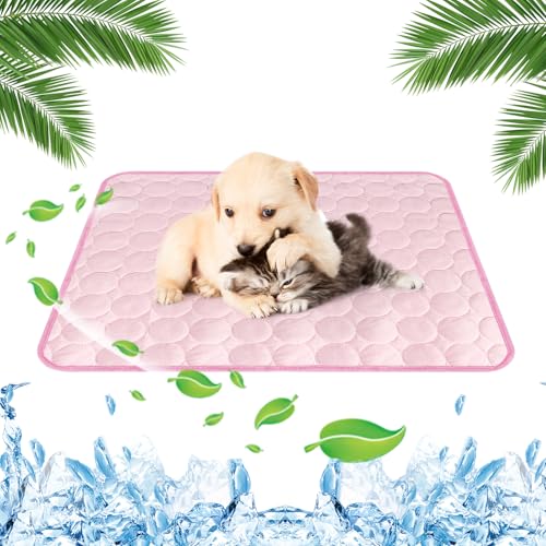 Yegookay Hunde Kühldecke 62×50cm Kühldecke Katze Hundedecke Sommer Kühlend Hundebett Kühlend Waschbar rutschfeste Hundematte Geeignet für Auto Zuhause und Freizeit (Rosa M) von Yegookay
