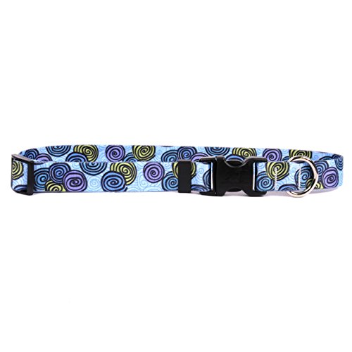 Yellow Dog Design Spirals Blue Dog Collar with Tag-A-Long ID Tag System-Medium-3/4 Neck 14 to 20"/4" von Yellow Dog Design