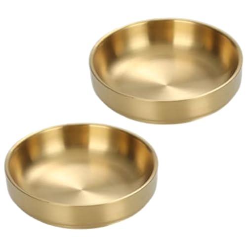 2 PCS Gold Hundeschalen, 5, 7-Zoll-Edelstahl polierte und Glatte Haustierschalen, abriebresistente und leicht zu reinigende für Heimstahl, Edelstahl von Yeory