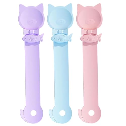 3pcs Cat Strip Feeder Löffel, 3 Farbkatze-Streifenfuttermittel, 10-Zoll-Hüften und PP-Löffel, waschbarer wiederverwendbarer Verschüttungspill-Leckerbissen für Besitzer, Squeeze von Yeory