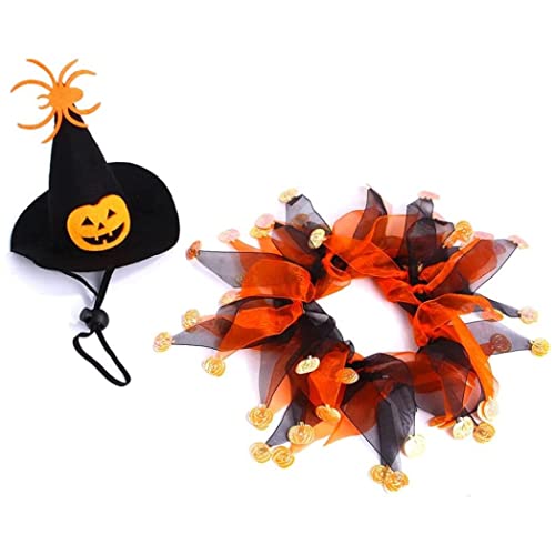 Halloween Pet Kostüm Katze Hexenhut und Jester Kragen Set Pet Cosplay -Kostüm mit Kragen, 2, Katzenkleidung Halloween Pet Kostüm Katze Hexenhut und Jester Kragen Set Pet Cosplay -Kostüm mit Kragen, 2, Katzenkleidung von Yeory