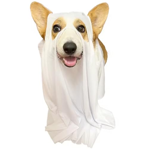 Hunde Halloween Kostüme, lustiges weißes Geisterhundkostüm mit 5 Löchern, süßes Party -Kap für Halloween -Cosplay -Party, Kostüm Hunde Halloween Kostüme, lustiges weißes Geisterhundkostüm mit 5 Löchern, süßes Party -Kap für Halloween -Cosplay -Party, Kostüm von Yeory
