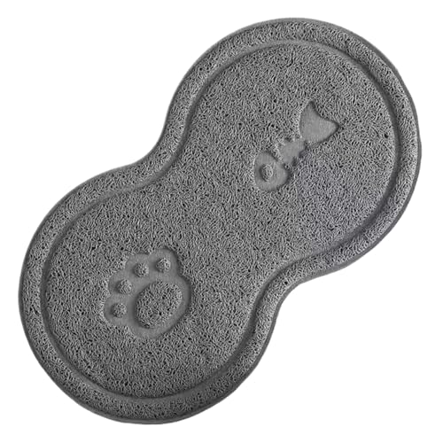 Hundefuttermatte, wasserdichte PVC-PVC-Fütterungsmatte mit Knochenknochen von Nicht rutschfestem Hunde 17, 7 x 9 Keramikschale Haustier Fütterung für Katzen und Hunde, Katzenfutter von Yeory