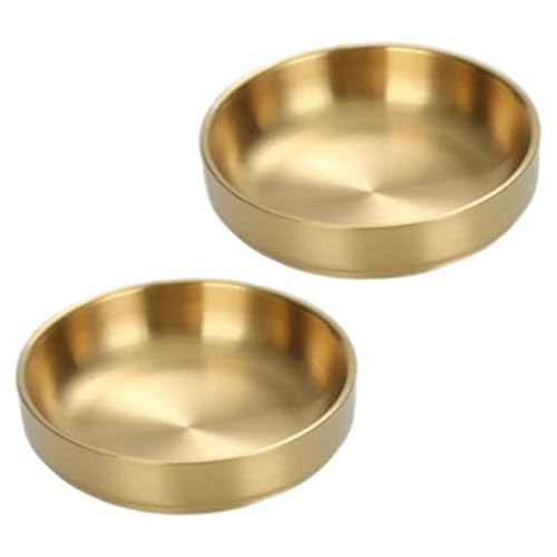 Hundenäpfe, 2 Stück goldene Hundenäpfe, 5, 7 Zoll große Edelstahl-Futternäpfe, Futternapf-Set für Haustiere, einfache von Yeory