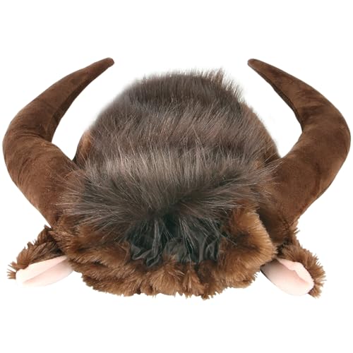 Yeory Kuhhornhund Perücke Vieh Horn Kopfbedeckung für lustige Hund Kostüme Weiches Winter warmes Hund Kostüm für mittlere große Hunde Halloween Thanksgiving Weihnachten Outfit L. von Yeory