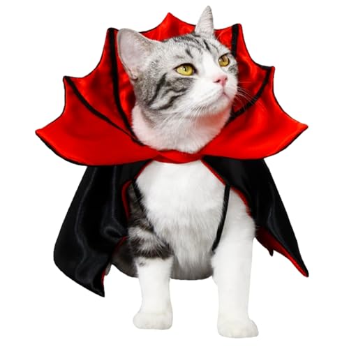 Vampir -Katzenkostüm, Fledermausflügel Cape Pet Halloween Kostüme mit Krawatte, Halloween Cosplay Vampire Umhang für kleine Hunde und Katzen, Rot, Katzenkostüme Vampir -Katzenkostüm, Fledermausflügel Cape Pet Halloween Kostüme mit Krawatte, Halloween Cosplay Vampire Umhang für kleine Hunde und Katzen, Rot, Katzenkostüme von Yeory