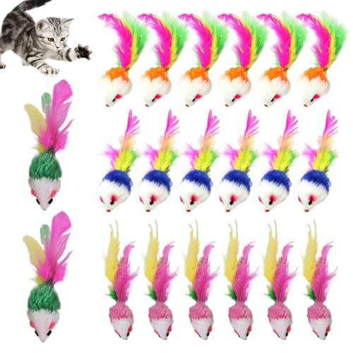 Yeory 20pcs Katzenmausspielzeug, 2 farbenfrohe Mausspielzeug für Katzen mit Federn Schwanz Interaktive Kategelbälle Plüsch -Katzenspielzeug für Innenkatzen, Katzenkugeln Yeory 20pcs Katzenmausspielzeug, 2 farbenfrohe Mausspielzeug für Katzen mit Federn Schwanz Interaktive Kategelbälle Plüsch -Katzenspielzeug für Innenkatzen, Katzenkugeln von Yeory