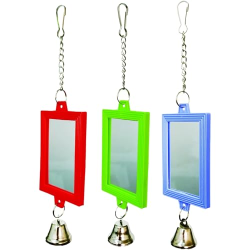 Yeory 3pcs Vogelspiegel für Käfig, 3 Farbe Rechteckiger Vogelspiegel mit Glockencharme, 2,4 x 8,7 Zoll Hanges Vogelspielzeug mit Haken, Geschenke für Haustiervogel, Papageienspielzeug Yeory 3pcs Vogelspiegel für Käfig, 3 Farbe Rechteckiger Vogelspiegel mit Glockencharme, 2,4 x 8,7 Zoll Hanges Vogelspielzeug mit Haken, Geschenke für Haustiervogel, Papageienspielzeug von Yeory