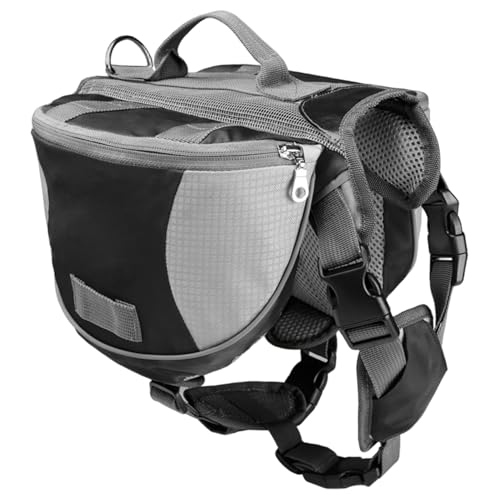 Yeory Hunde-Rucksack-Kabelbaum atmungsaktiver tragbarer Rucksack für Hunde mit Griff- und Dual-Taschen verstellbare gewichtete Weste für Wandern, Camping, Reisen, 7, 5-18 kg, gewichtete Hundetest von Yeory