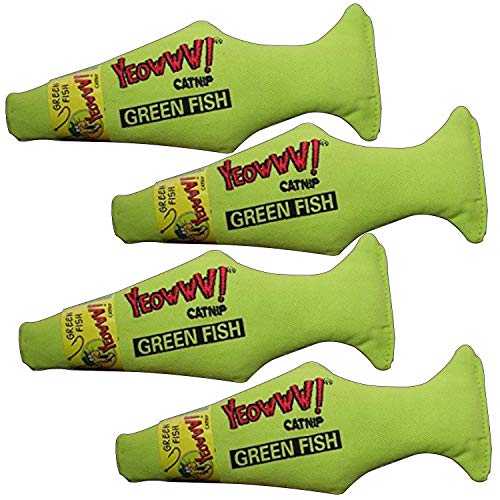 Yeowww! 100% Bio DuckyWorld Katzenminze Blatt & Blüte Katzenspielzeug grüne Fisch 4 Pack von YEOWWW