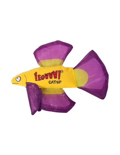 Yeowww! Katzenminze-Spielzeug für Katzen – Bio-Katzenspielzeug, langlebig und sicher, für Innen- und Außenkatzen, Fischform (L 17 cm) (lila) von YEOWWW