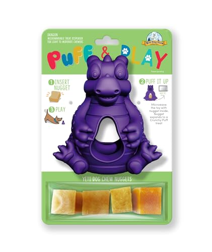 Yeti Puff and Play Hundespielzeug, Hundekauhalter, lustiges stimulierendes Kauspielzeug zum Zahnen, Verhaltenstraining für leichte bis Moderate Kauer (Lila - Drache) von Yeti Dog Chew