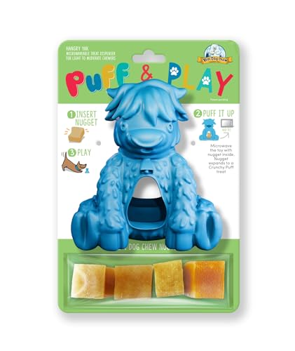 Yeti Puff and Play Hundespielzeug, Hundekauhalter, lustiges stimulierendes Kauspielzeug zum Zahnen, Verhaltenstraining für leichte bis mäßige Kauer, Orange, Yeti (Blau - Yak) von Yeti Dog Chew