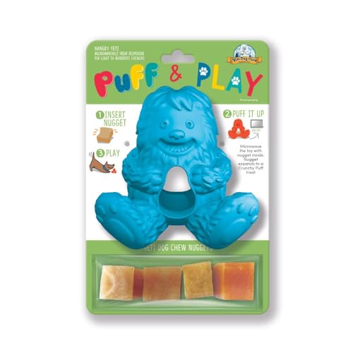 Yeti Puff and Play Hundespielzeug Interaktives Nuggets Leckerlis Spender Puzzle, Fun Stimulierendes Kauspielzeug zum Zahnen, Verhaltenstraining, Angst Beruhigung, für leichte bis Moderate Kauer, Blau von Yeti Dog Chew