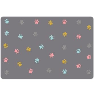 Yetstock Futtermatte für Hunde, schnell saugfähig, keine Flecken, schnell trocknend, Matte für Katzennapf, Pfotenmotiv, 61 x 40 cm, Hellgrau Yetstock Futtermatte für Hunde, schnell saugfähig, keine Flecken, schnell trocknend, Matte für Katzennapf, Pfotenmotiv, 61 x 40 cm, Hellgrau von Yetstock