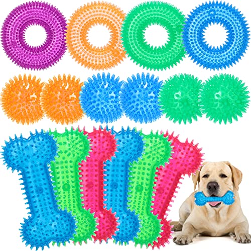Yexiya Hundespielzeug, 16-teiliges Set – stachelige Hundebälle, Donut-TPR-Gummi-Spielzeug für kleine und mittelgroße Hunde, aggressives Kau-Training, Apportieren, tragbares quietschendes Zahnspielzeug Yexiya Hundespielzeug, 16-teiliges Set – stachelige Hundebälle, Donut-TPR-Gummi-Spielzeug für kleine und mittelgroße Hunde, aggressives Kau-Training, Apportieren, tragbares quietschendes Zahnspielzeug von Yexiya