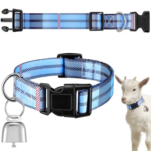 Bohemia Blue Stripes Ziegenhalsband mit grasender Nickel-Kupferglocke und verstellbarem Nylon-Blumenhalsband, Ziegenzubehör für Frühling, Sommer, Hütte, Bauernhoftiere, Pferd, Schaf, Kuh, Haustier, Bohemia Blue Stripes Ziegenhalsband mit grasender Nickel-Kupferglocke und verstellbarem Nylon-Blumenhalsband, Ziegenzubehör für Frühling, Sommer, Hütte, Bauernhoftiere, Pferd, Schaf, Kuh, Haustier, von Yeyeplum