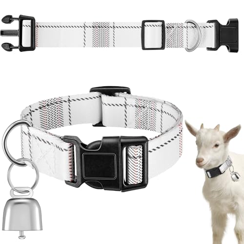 Bohemia Ziegenhalsband mit weißen Streifen, Nickel-Kupfer-Glocke und verstellbarem Nylon-Blumenhalsband, Ziegenzubehör für Frühling, Sommer, Hütte, Bauernhoftiere, Pferd, Schaf, Kuh, Haustier, laute Bohemia Ziegenhalsband mit weißen Streifen, Nickel-Kupfer-Glocke und verstellbarem Nylon-Blumenhalsband, Ziegenzubehör für Frühling, Sommer, Hütte, Bauernhoftiere, Pferd, Schaf, Kuh, Haustier, laute von Yeyeplum