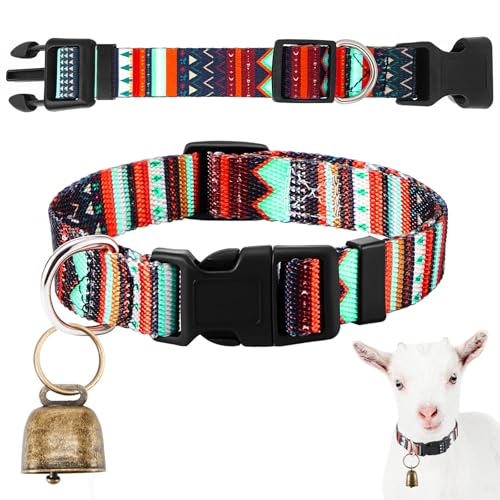 Yeyeplum Bohemia Geometrisches Ziegenhalsband mit grasender Bronze-Kupferglocke und verstellbarem Nylon-Blumenhalsband, Ziegenzubehör für Frühlingshütte, Bauernhoftiere, Pferd, Schaf, Kuh, Haustier, Yeyeplum Bohemia Geometrisches Ziegenhalsband mit grasender Bronze-Kupferglocke und verstellbarem Nylon-Blumenhalsband, Ziegenzubehör für Frühlingshütte, Bauernhoftiere, Pferd, Schaf, Kuh, Haustier, von Yeyeplum