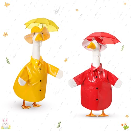 Yeyeplum Frühlingsgans-Outfit Regenmantel und Regenschirm, Rasen, Veranda, Gänse-Tücher, Kostüm, Regenmantel, Outfit für Frühling, Outdoor, Terrasse, Hof, Rasen, Dekoration (43,2 cm) von Yeyeplum