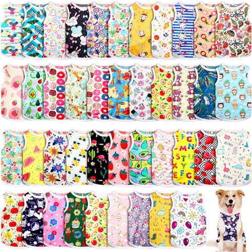 Yeyeplum Hunde-Shirts, bedruckt, atmungsaktiv, Cartoon-T-Shirt für Hunde, weiche Welpenkleidung, schöne Haustier-Shirts, Outfits für Haustiere, Hunde, Katzen, Sommerparty, Urlaub, 42 Stile (L) von Yeyeplum