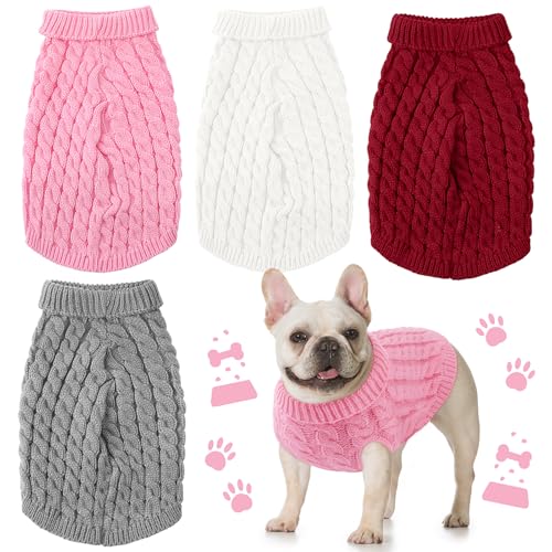 Yeyeplum Hundepullover für kleine Hunde, kleine und mittelgroße Hunde, warme Kleidung im Winter, Rollkragenpullover, für kaltes Wetter, für Jungen, Mädchen, Chihuahua, Hunde, vier Farben (S), 4 Stück von Yeyeplum