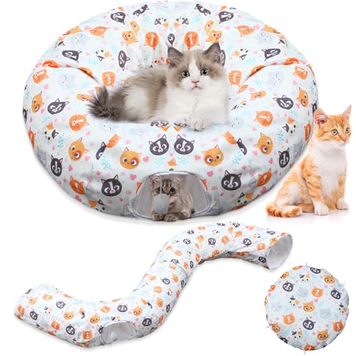 Yeyeplum Katzentunnelbett unter dem Weihnachtsbaum, 91 x 91 x 25 cm, Katzenbett-Tunnel mit hängendem Ball, Weihnachten, Katzen-Donut-Tunnel, rund, Katzen-Versteck für Urlaub, Kreis, Katzenhöhle, Yeyeplum Katzentunnelbett unter dem Weihnachtsbaum, 91 x 91 x 25 cm, Katzenbett-Tunnel mit hängendem Ball, Weihnachten, Katzen-Donut-Tunnel, rund, Katzen-Versteck für Urlaub, Kreis, Katzenhöhle, von Yeyeplum