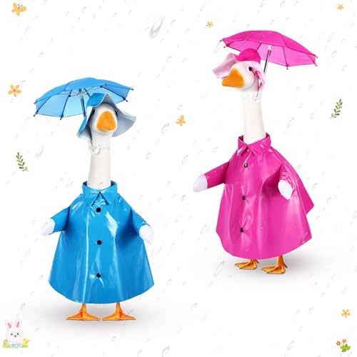 Yeyeplum Regenmantel und Regenschirm, 2er-Set, Regenmantel und Regenschirm, Sommer-Rasen, Veranda, Gänse-Tücher, Kostüm, Regenmantel, Outfit für Sommer, Outdoor, Terrasse, Hof, Rasen, Dekoration (43,2 von Yeyeplum