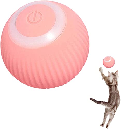 Interaktives Katzenspielzeug Ball, Intelligenter Interaktiver Automatisch Rollender Ball Für Katzen, USB 360° Selbstdrehender Elektrisch Ball, Stimulierung Jagdtriebs Lustiges Bälle Spielzeug (Rosa) von Yezelend