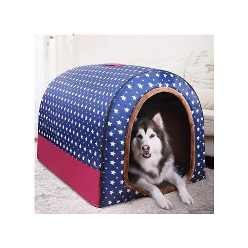 Hundehütte für den Innenbereich, groß, Jumbo-Hundebett mit Dach, orthopädisches Kissen, gemütlich, bequem, beruhigend, Weide, warm, beheiztes Kissen, XXL, Hundehütte, waschbar, Schlafkorb, Labrador von Yhqcdr