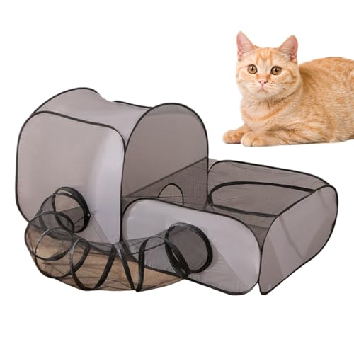 Cat Outdoor -Spielstall, tragbarer Katzenschiff mit Surround -Tunnel, Hipet Small Animals -Spielstall, wasserdichtem Haustierzaun mit lustigem Surround -Tunnel Atmungsbares Mesh Spielhaus mit Tun von Yhsioaklo