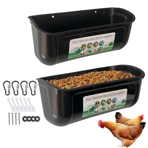 Hühner Futtertrog | Hühnerfutter Spender | Futterautomat | Futterbehälter für Nutztiere,Hühnerfutterspender für drinnen und draußen, Hühnerstall, großer Futterbehälter für Vieh, Geflügelspender von Yhsioaklo