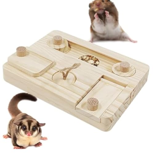 Kaninchen-Spielzeug – Holz-Hamster-Leckerli-Spender | Meerschweinchen-Versteck-Snack-Spielzeug | pädagogisches Versteck-Leckerli-Puzzle-Spiel, Kleintier-Kauspielzeug für Käfig, Laufstall, Haus von Yhsioaklo