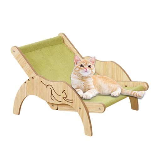 Katzen-Sisalstuhl – Drei-Höhen, zusammenklappbar, Katzenliege mit Sisal-Matte, verstellbare Liege mit Sisal-Kratzer, gemütliche Matte für alle Jahreszeiten, Katzen-Strandkorb für kleine bis große Ca von Yhsioaklo