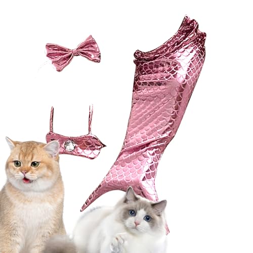 Meerjungfrau-Welpenkostüm, Polyester, Hundekleidung mit Schleife, Stirnband und Neckholder-Top, hautfreundliche Welpenkleidung, kreatives Kätzchen-Outfit für kleine Hunde und Katzen Meerjungfrau-Welpenkostüm, Polyester, Hundekleidung mit Schleife, Stirnband und Neckholder-Top, hautfreundliche Welpenkleidung, kreatives Kätzchen-Outfit für kleine Hunde und Katzen von Yhsioaklo