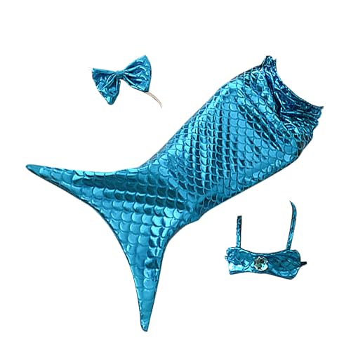 Meerjungfrau-Welpenkostüm, Polyester, Hundekleidung mit Schleife, Stirnband und Neckholder-Top, hautfreundliche Welpenkleidung, kreatives Kätzchen-Outfit für kleine Hunde und Katzen Meerjungfrau-Welpenkostüm, Polyester, Hundekleidung mit Schleife, Stirnband und Neckholder-Top, hautfreundliche Welpenkleidung, kreatives Kätzchen-Outfit für kleine Hunde und Katzen von Yhsioaklo