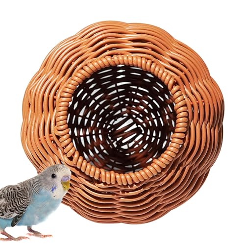 Sittichnest – Rattan-Vogelnest | Simulation Rattan Papageienhaus | Goldener Bär Hängende handgefertigte künstliche Vogelnester für Garten Hof Home Cage von Yhsioaklo