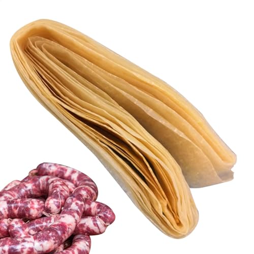 Trockenwursthüllen, 8 m, doppellagig, trockene Schweinewursthülle, essbare Trockenwursthülle, Schweinewursthülle, Schale für aromatische, hausgemachte Würste, Schinken, Küchenzubehör (weiß) von Yhsioaklo