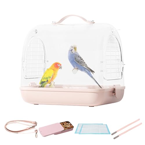 Vogel-Reisekäfig-Tragetasche, Haustier-Reisekäfig, abnehmbare Hamster-Tragezubehör, atmungsaktive transparente Tasche für Haustiere, mit bequemer Matte für Papageien, kleine Nymphensittiche Vogel-Reisekäfig-Tragetasche, Haustier-Reisekäfig, abnehmbare Hamster-Tragezubehör, atmungsaktive transparente Tasche für Haustiere, mit bequemer Matte für Papageien, kleine Nymphensittiche von Yhsioaklo