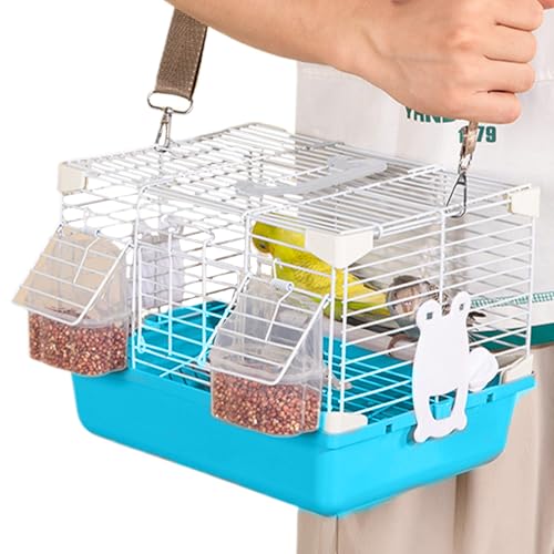 Vogelkäfig | 37 x 20 cm Papageienkäfig mit abnehmbarem Tablett und Griff | leichte Transportbox für kleine Vögel | Reise-Vogelkäfig für Kanarienvögel und Nymphensittiche von Yhsioaklo