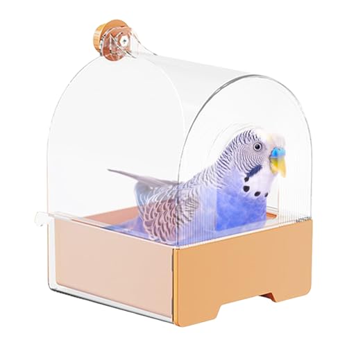 Vogeltränke für Käfig, 17,5 x 17 x 24 cm, Dusche, stabile Zubehörbox, flaches Design, auslaufsichere Vogeltränke für Sittiche für Haustiere, Outdoor, Haus, Garten, Deck von Yhsioaklo