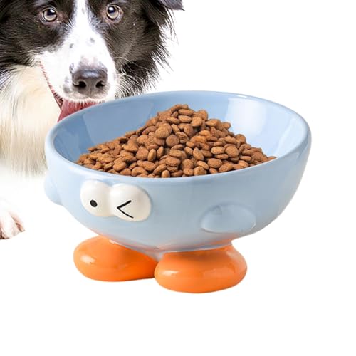Yhsioaklo Abgeschrägter Keramiknapf für Hunde, erhöhter Futternapf für Haustiere, Katzenfutter, Wassernäpfe mit niedlichem Muster für kleine Tiere von Yhsioaklo