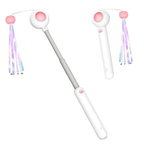 Yhsioaklo Katzenstab | 21,4 cm ABS Katzenfederspielzeug | Càt Feder-Teaser | Càt Teaser Stick | Haustier Interaktives Spielzeug Teleskopstab für Indoor Spielen Trainieren Training von Yhsioaklo